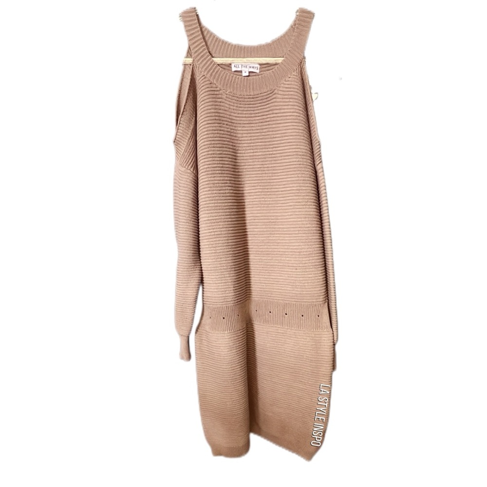 All The Ways Knitted Ribbed Mini Dress Long Sleeved Size Medium - Picture 4 of 6